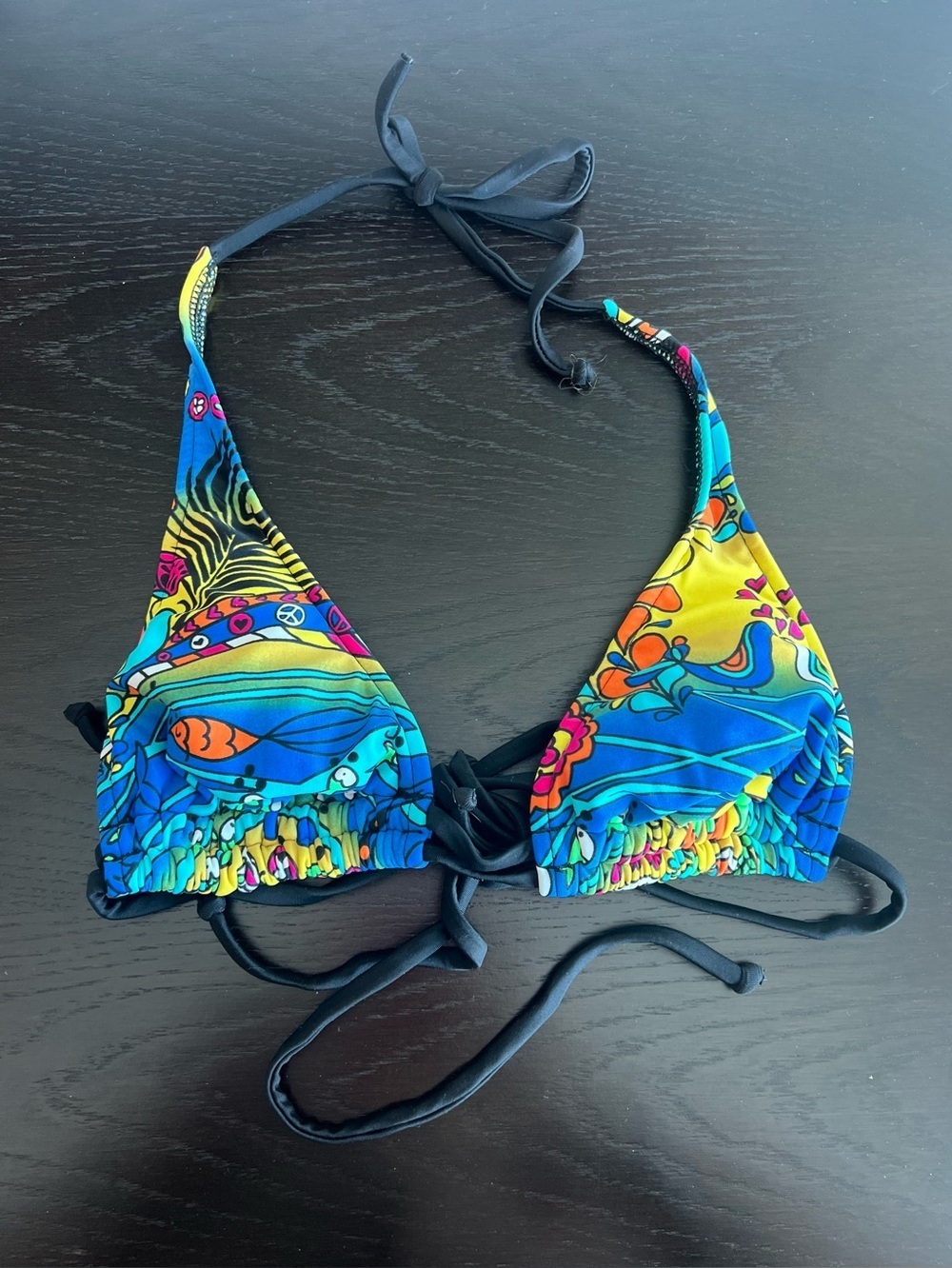 Vibrant Tropical Fish Print Triangle Bikini Top